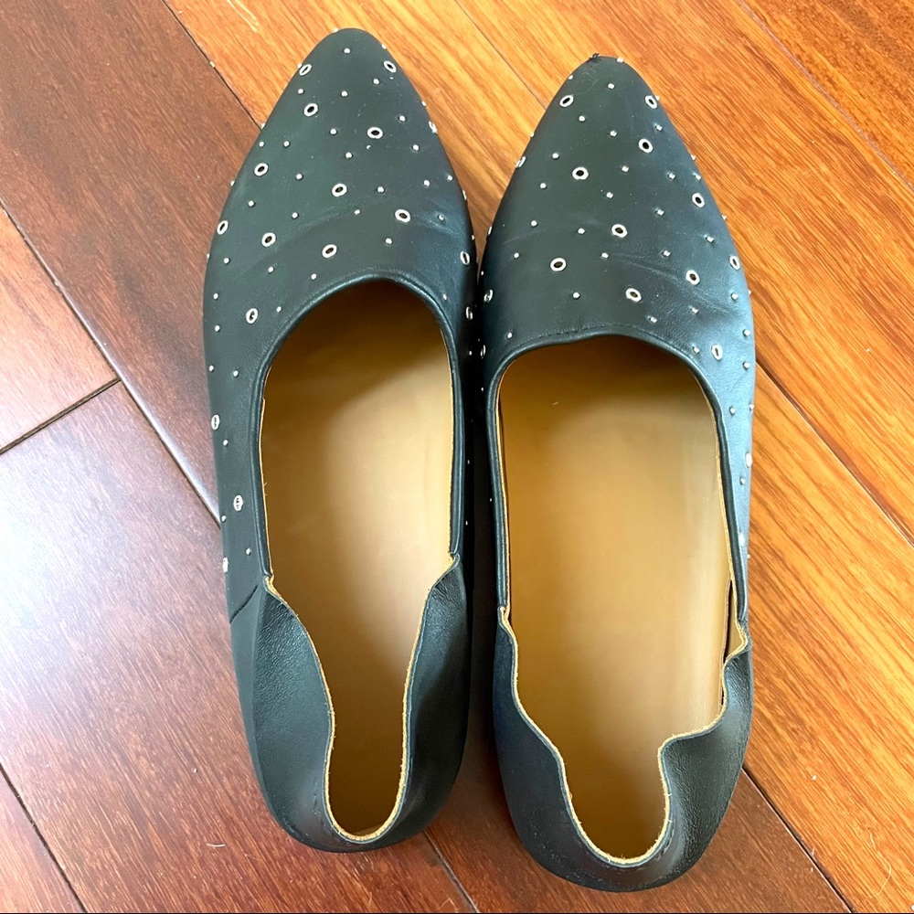 See by Chloé • matt grommet studded leather flat in nero sz 8.5 - Picture 4 of 9